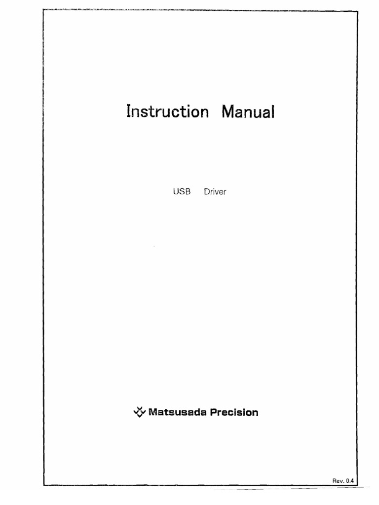 Matsusada USB Driver Installation Guide | PDF | Device Driver ...