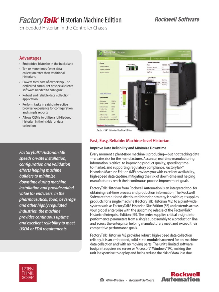 FactoryTalk Historian ME - Product Profile | Download Free PDF ...
