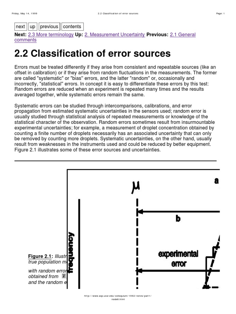 Classification of Error Sources | PDF | Observational Error | Experiment