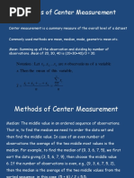 Methods of Center Measurement: X N X X X