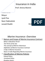 Marine Insurance in India: Prof: Amina Momin Aakanksha Mayur Jyoti Pise Nasir Nabisaheb Junaid Shaikh 9149
