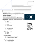 Prueba Lenguaje 3° - Diferenciada ¡Ay cuanto me quiero!