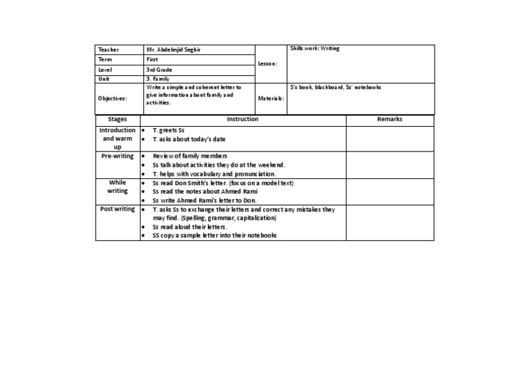 3rd Grade Family Letter Writing Lesson | PDF