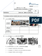 Avaliação de Geografia sobre as Regiões Brasileiras