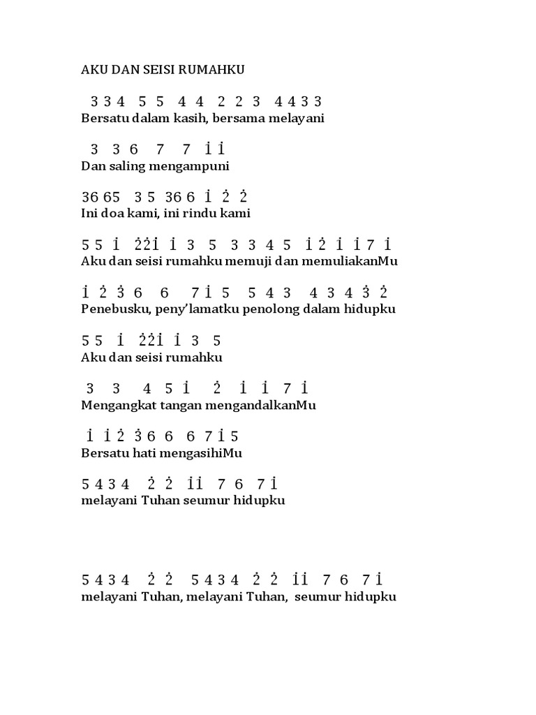 Aku Dan Seisi Rumahku Not Angka Edward Chen | PDF