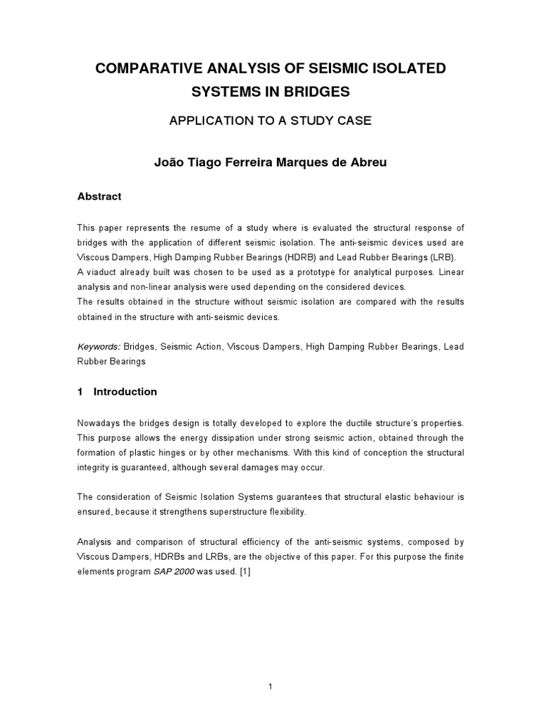 Seismic Isolation Systems in Bridges Analysis | PDF | Earthquake ...