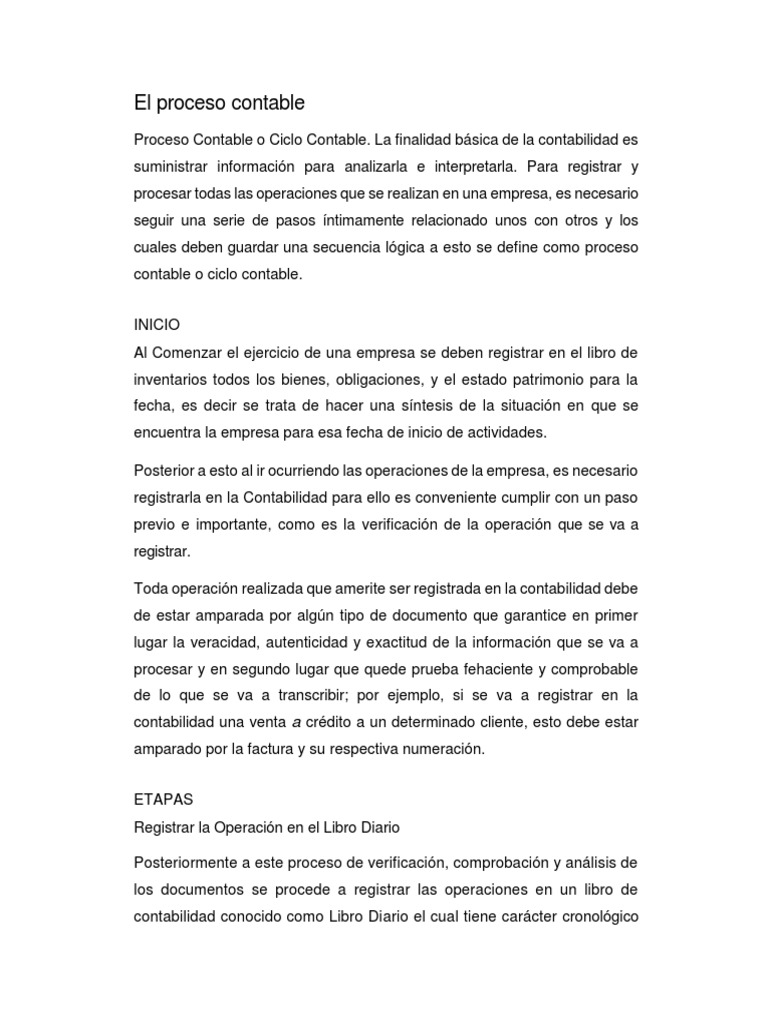 El Proceso Contable | PDF | Contabilidad | Estado de resultados