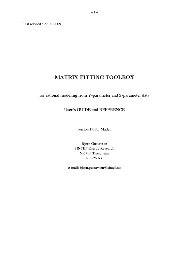 Guia Matrix Fitting MATLAB | PDF | Matrix (Mathematics) | Matlab