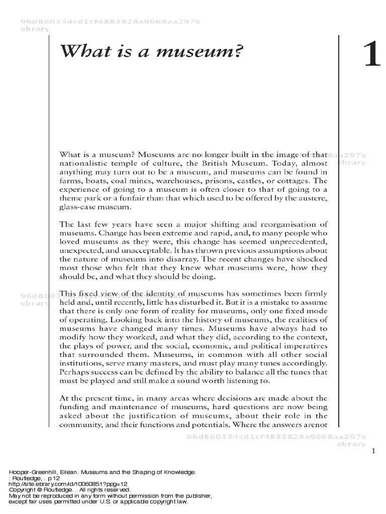 HooperGreenhill, Eilean What Is A Museum PDF PDF Fair Use All
