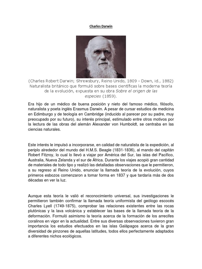 Biografia de charles darwin