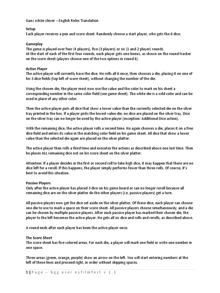 Ganz Schon Clever Dice Gaming