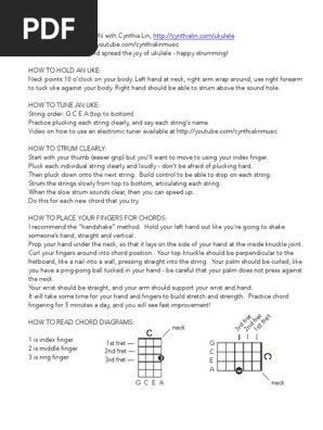 Your First Uke Lesson - Three Little Birds Chord Chart