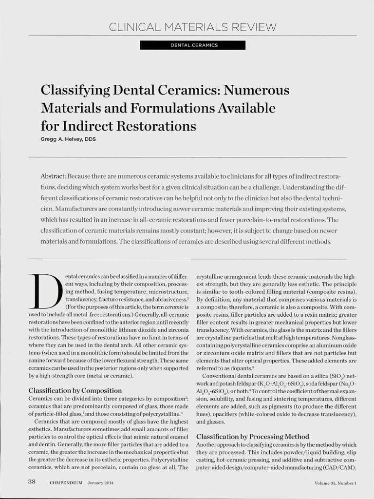Classifying Dental Ceramics PDF Ceramics Sintering