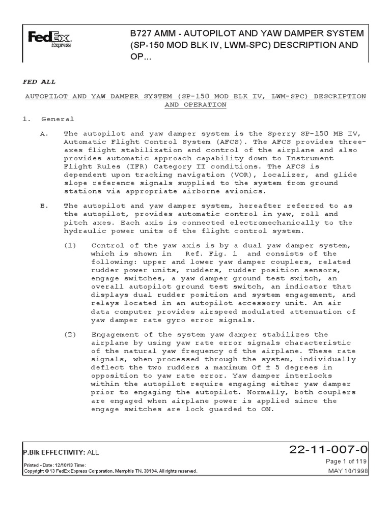 22110070 Autopilot and Yaw Damper System Description 117 PDF
