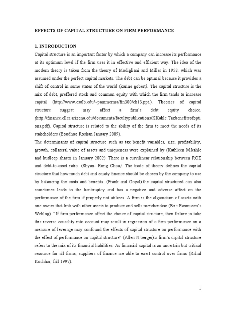 Effects of Capital Structure On Firm Performance | PDF | Capital ...