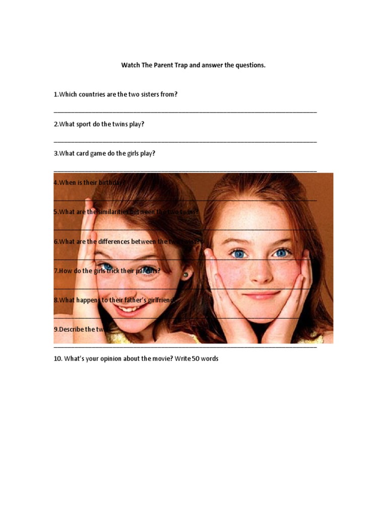 Watch The Parent Trap And Answer The Questions Pdf