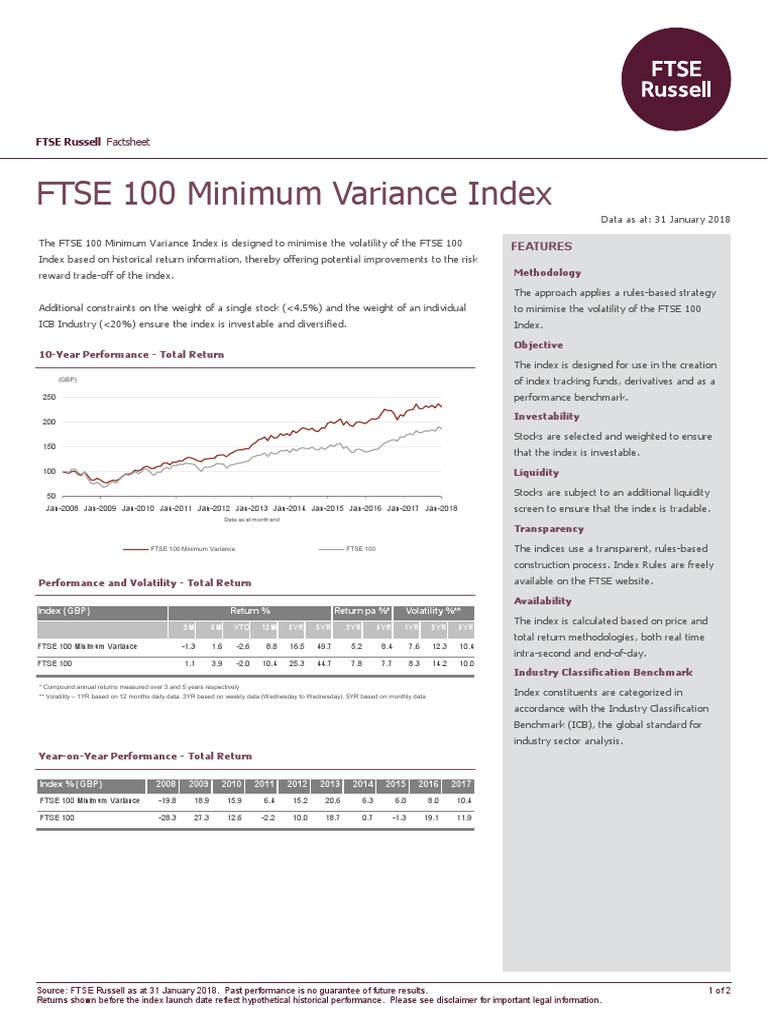 FTSE 100 Minimum Variance Index | PDF | Stock Market Index | License