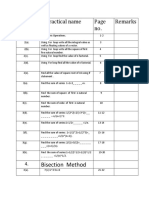 Practical No. Practical Name No. Remarks: Bisection Method