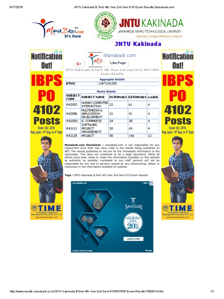 JNTUK 4-2 R07 Exam Results Released | PDF | Intellectual Works | Areas ...