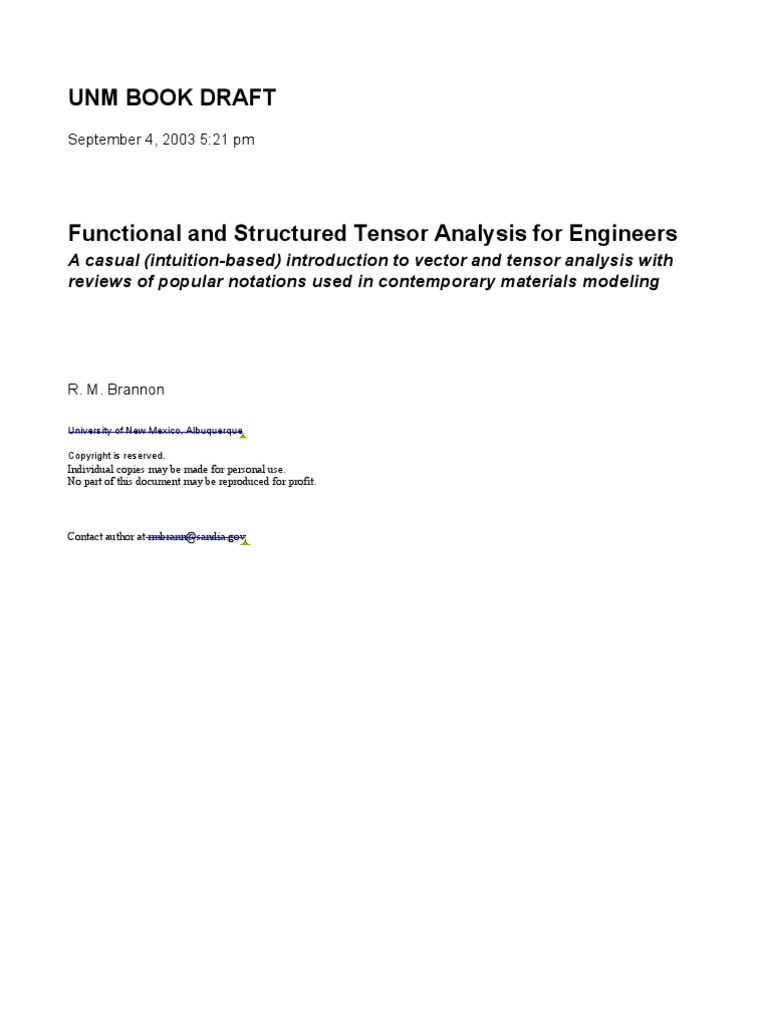 Elementary Vector and Tensor Analysis For Engineers | PDF | Tensor ...