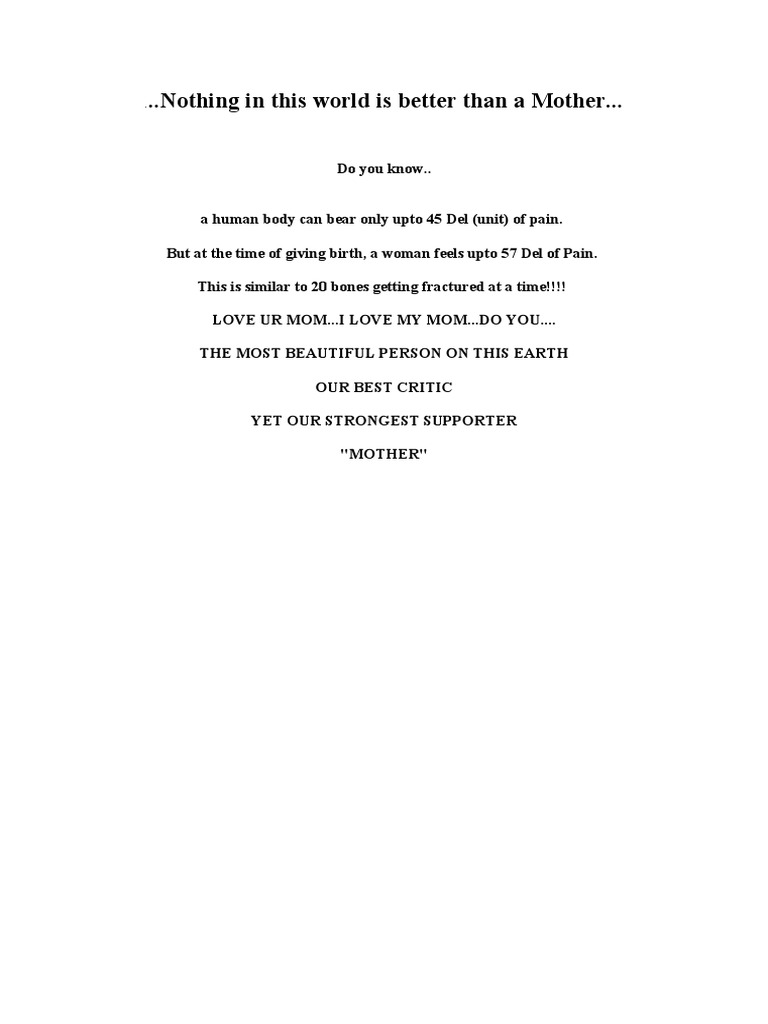 The Pain and Love of Motherhood | PDF