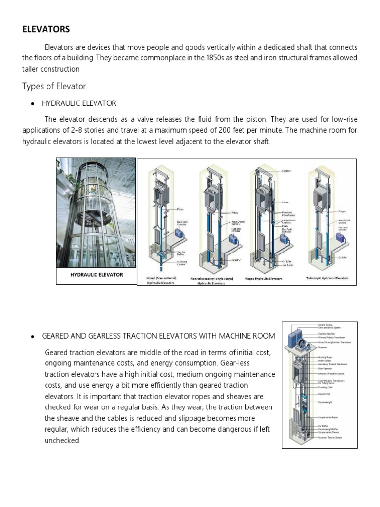 Types of Elevators and Escalators | PDF | Hvac | Escalator