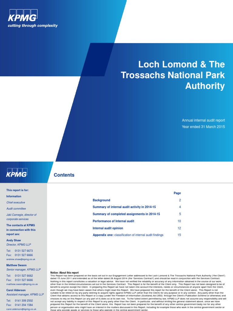 KPMG Final Internal Audit Report 2014 15 | PDF | Internal Control | Internal  Audit