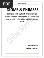 SSC All Previous Year Asked Idiom & Phrase