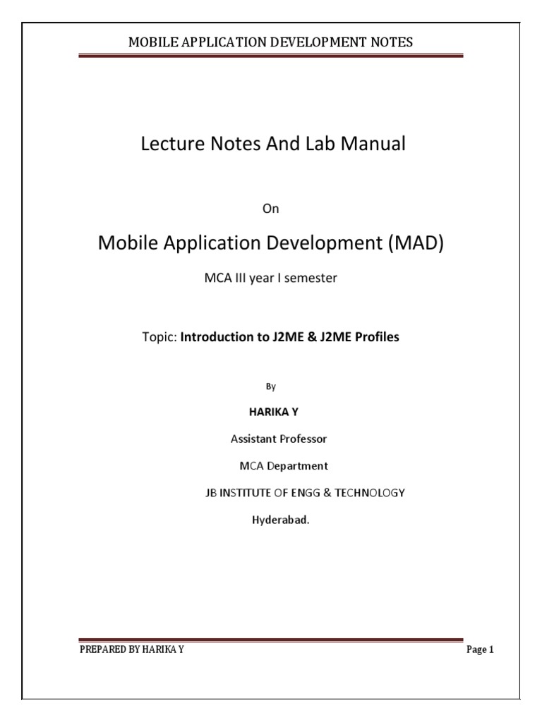 Lecture Notes and Lab Manual: Mobile Application Development Notes ...