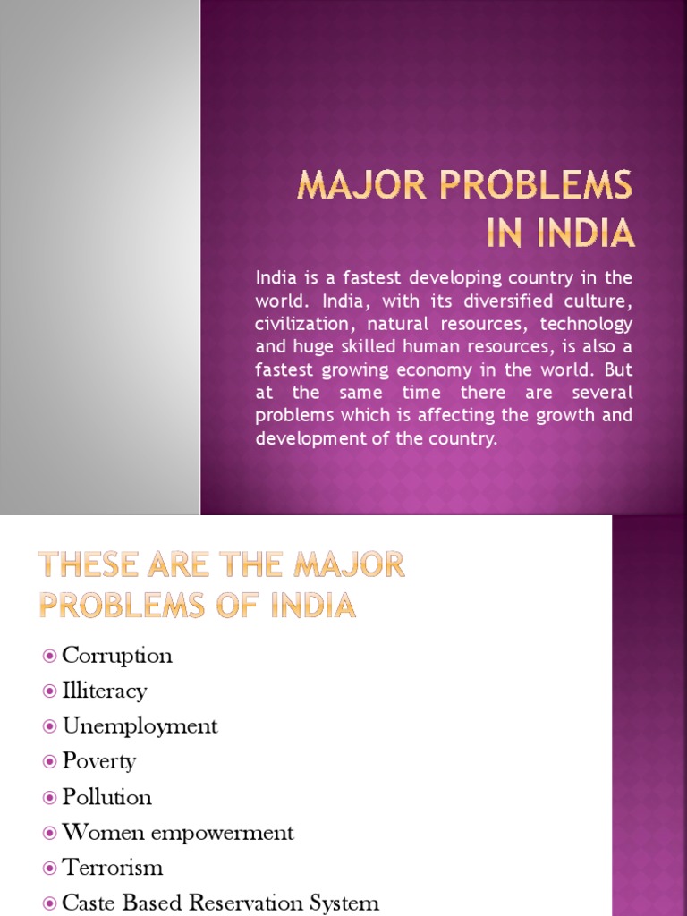 Major Problems in India | PDF | Literacy | Unemployment