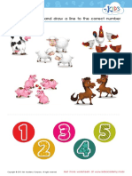 Count The Animals and Draw A Line To The Correct Number: Get More Worksheets at WWW - Kidsacademy