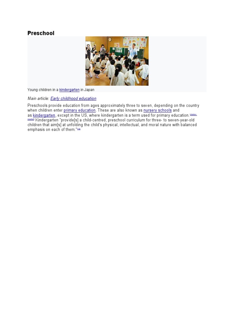 Preschool: Early Childhood Education | PDF