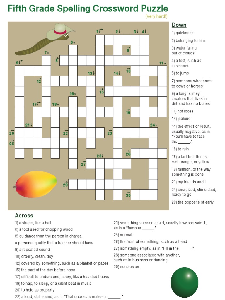 5th Grade Vocabulary Crossword | PDF | Leisure