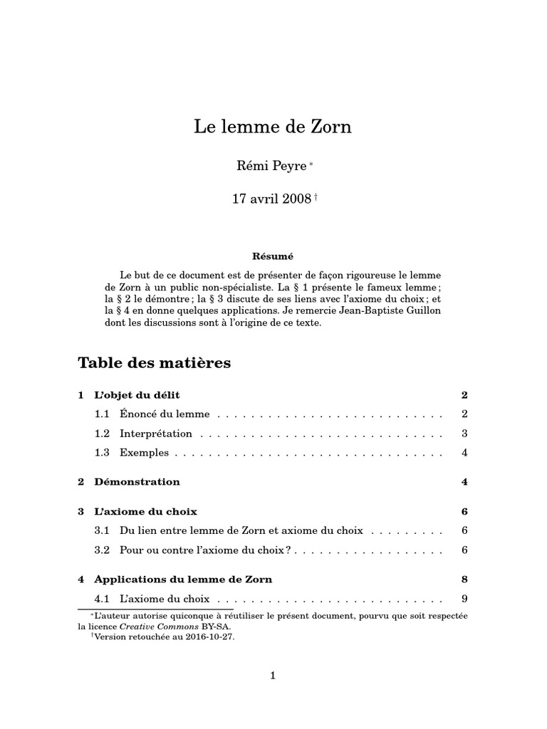 Comprendre le lemme de Zorn PDF Espace vectoriel Ensemble — free download