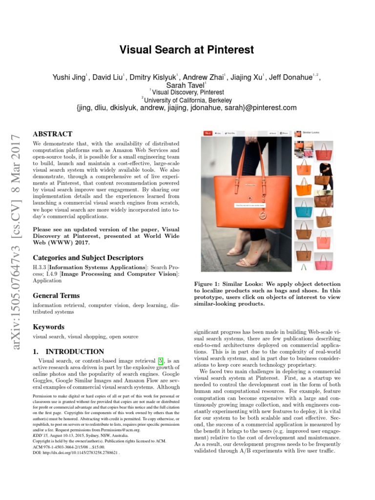 Pininterest Visual Search | PDF | Search Engine Indexing | Information ...