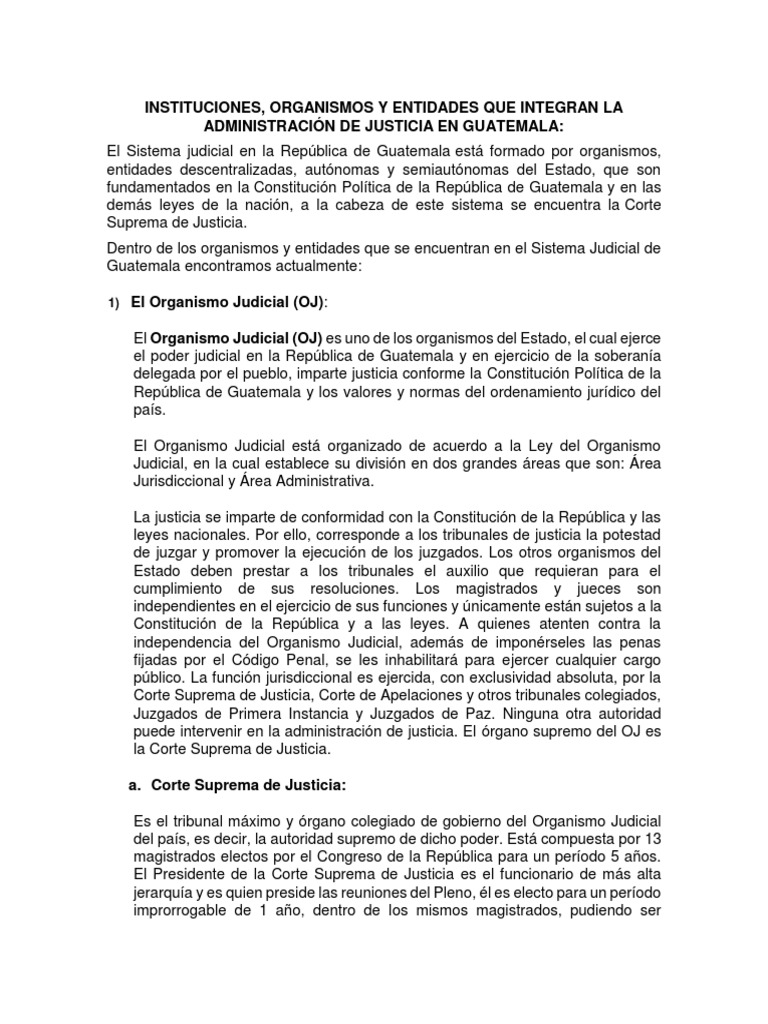 Estructura del Sistema Judicial en Guatemala | PDF | Información del ...