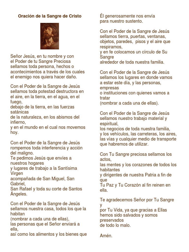 Oración a la Sangre de Cristo | PDF | Cristo (título) | Oración