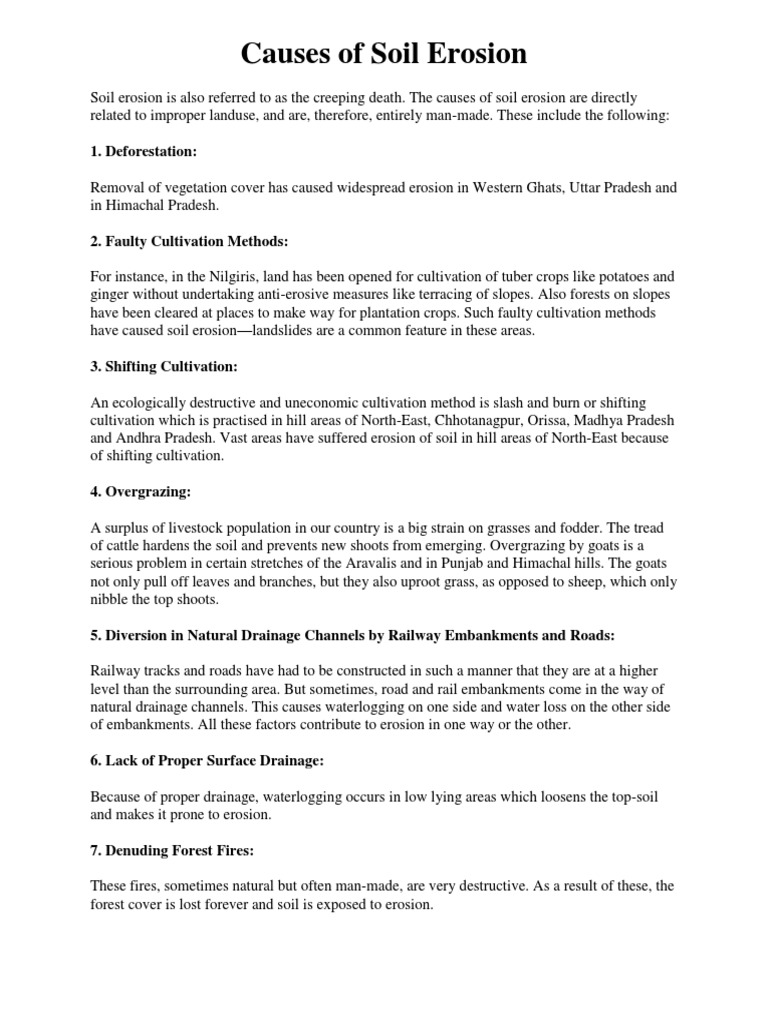 Causes and Effects of Soil Erosion | PDF | Erosion | Soil