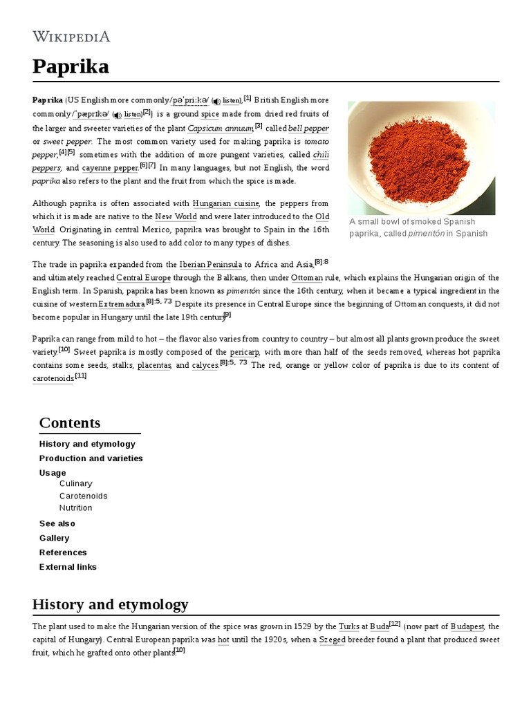 Paprika Paprika (US English More Commonly /P PDF Paprika Capsicum