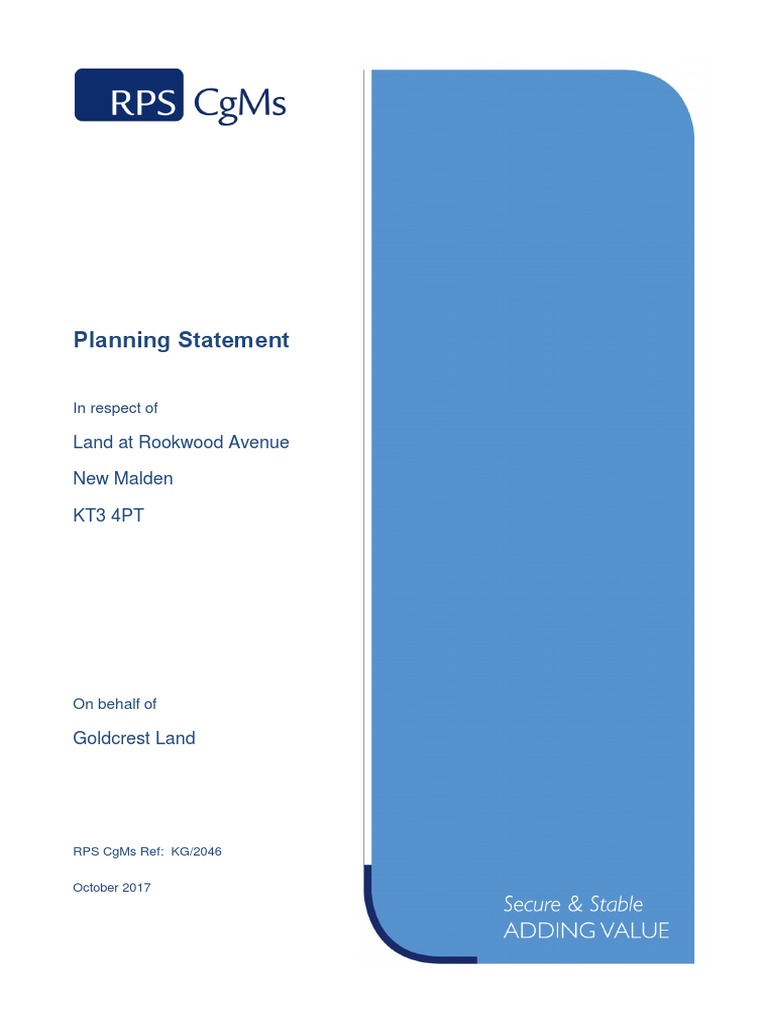 17P3807 Planning Statement | PDF | Parking | Risk Management