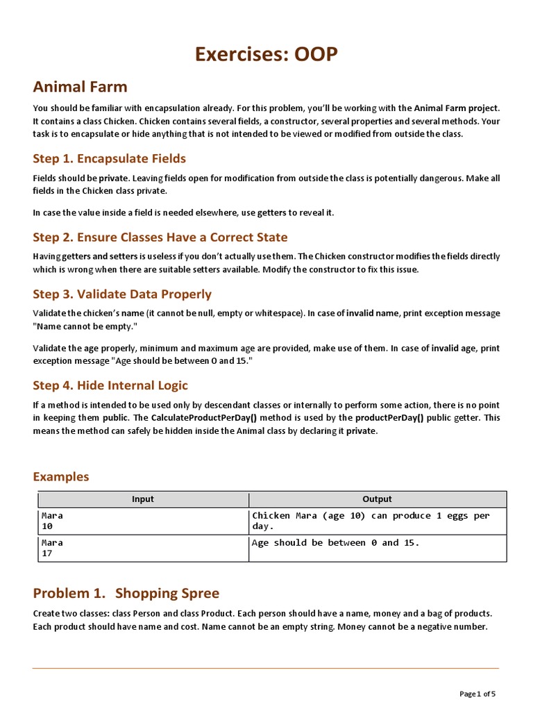 OOP Exercises: Animal Farm & Pizza | PDF | Pizza | Computer Programming