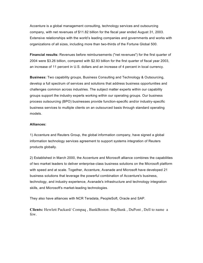 Accenture's Financial Growth and Alliances | PDF