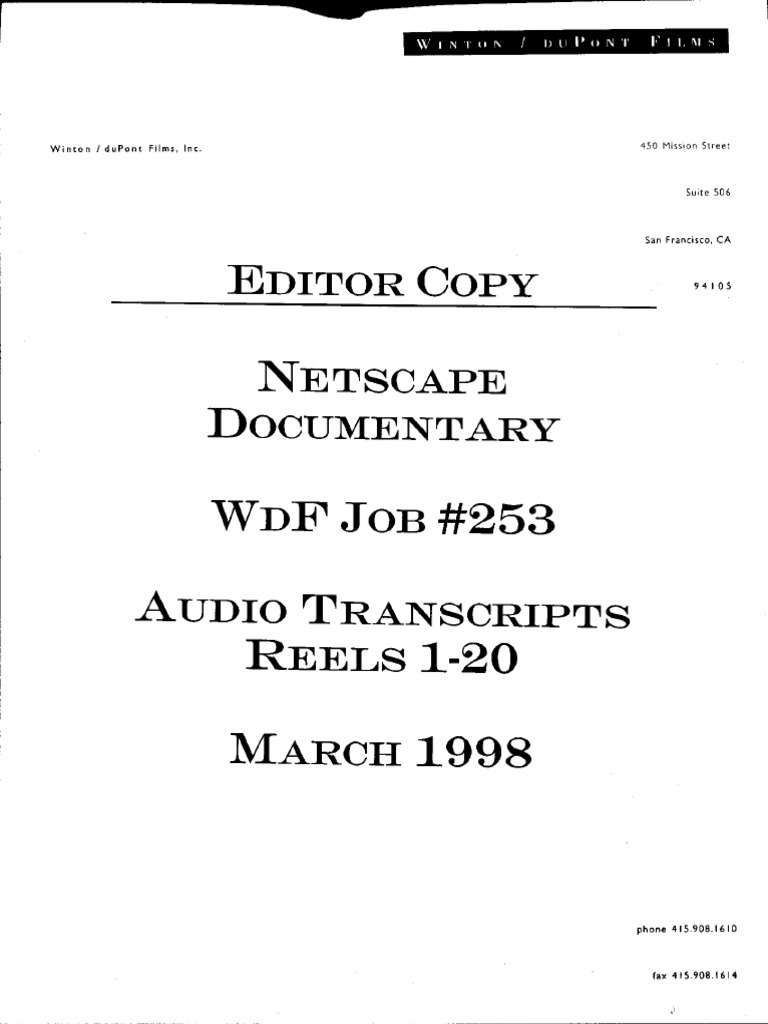 Code Rush Source Footage Audio Transcripts | PDF | Software | Computing