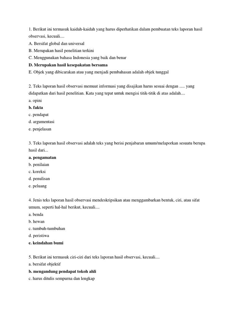 Ciri Ciri Teks Laporan Hasil Observasi Kecuali Seputar Laporan