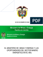 El Ministerio de Minas y Energia y Las