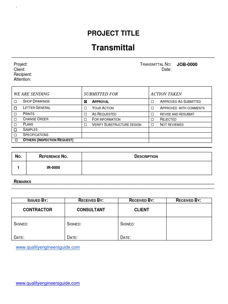 Transmittal Form Template for Projects | PDF