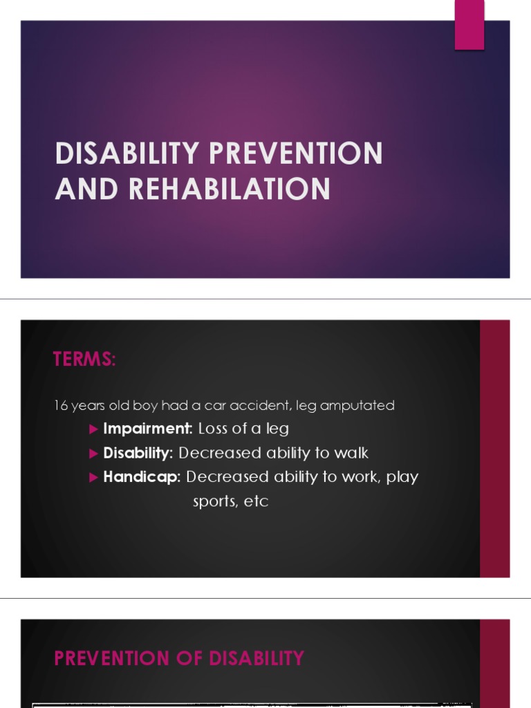 Disability Prevention and Rehabilation | PDF