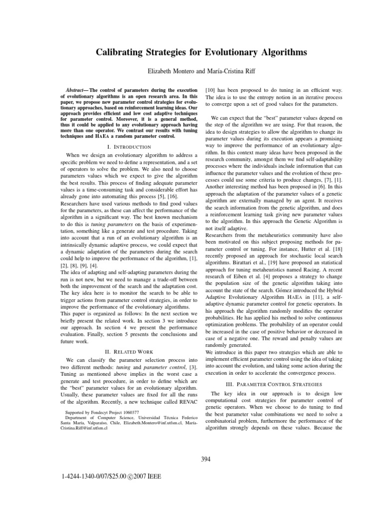 CEC 2007 Final Parameters | PDF | Genetic Algorithm | Metaheuristic