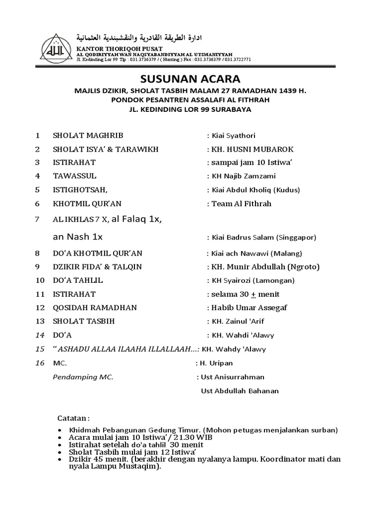 7 Sholat Malam 27 Ramadhan 1439 Pdf
