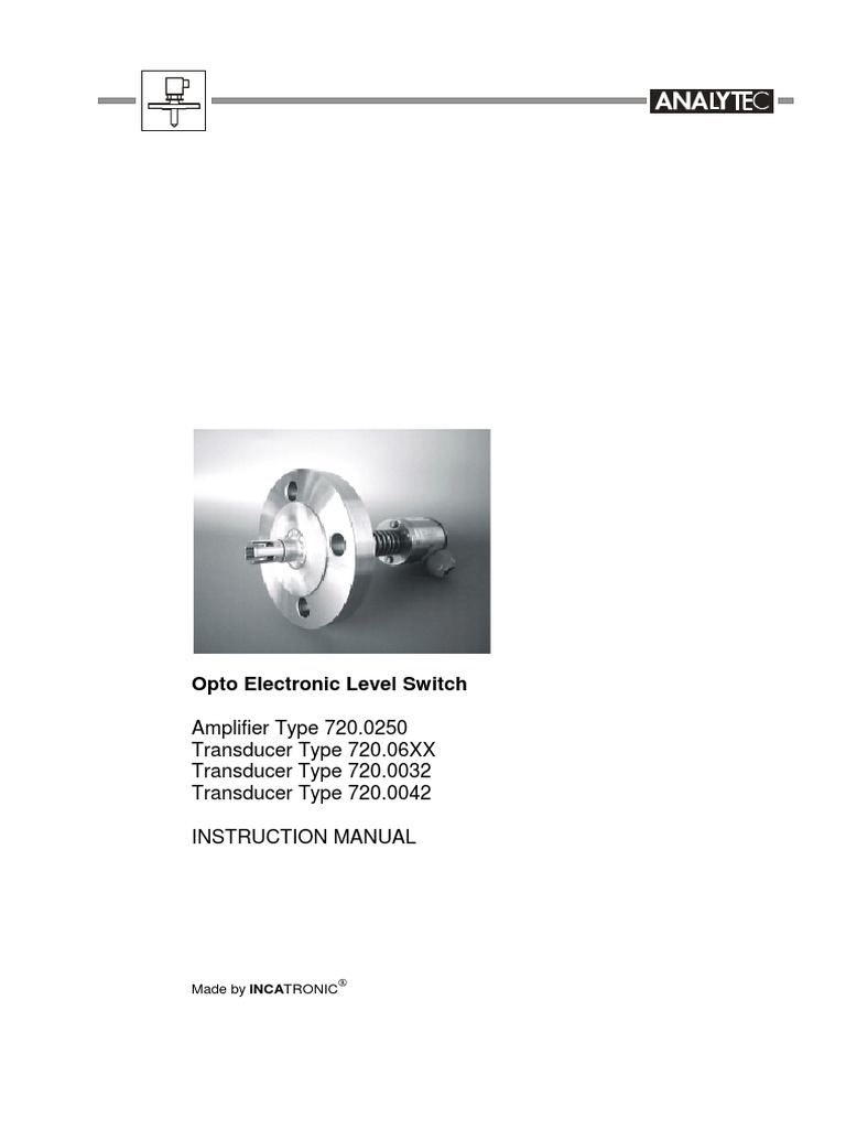 Optoelectronic Level Switch | PDF | Pipe (Fluid Conveyance) | Switch